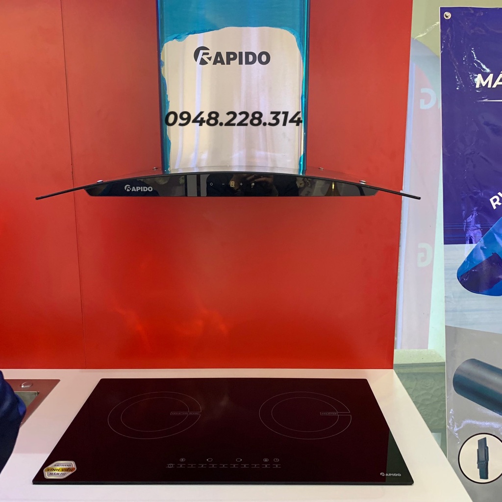 Hút mùi Rapido RH-700CD kính cong, điều khiển điện tử
