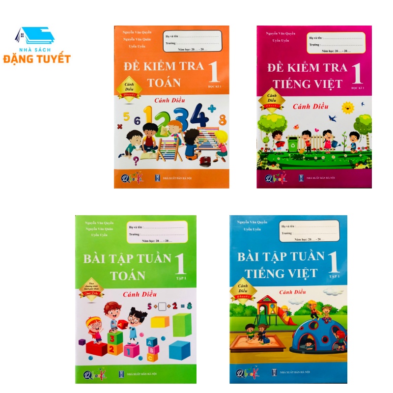 Sách - Combo Đề Kiểm Tra và Bài Tập Tuần Lớp 1 Cánh Diều - Môn Toán và Tiếng Việt học kì 1 (4 cuốn)