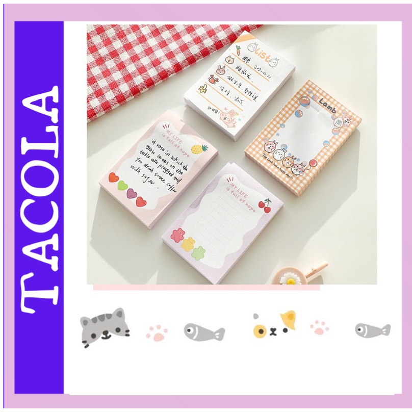 Giấy ghi chú hoạt hình TACOLA, giấy note 80 tờ nhiều mẫu dễ thương N03