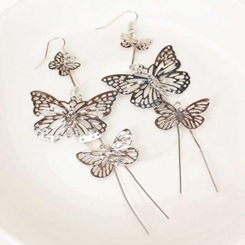 Đôi khuyên tai dáng dài hình bươm bướm phong cách cổ điển