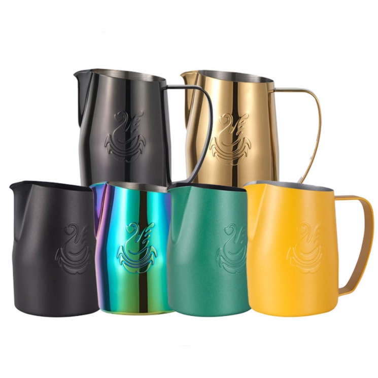 JIBBI Swan Coffee Frothing Pitcher Jug Hồng dày 450ML Ca Đánh Sữa