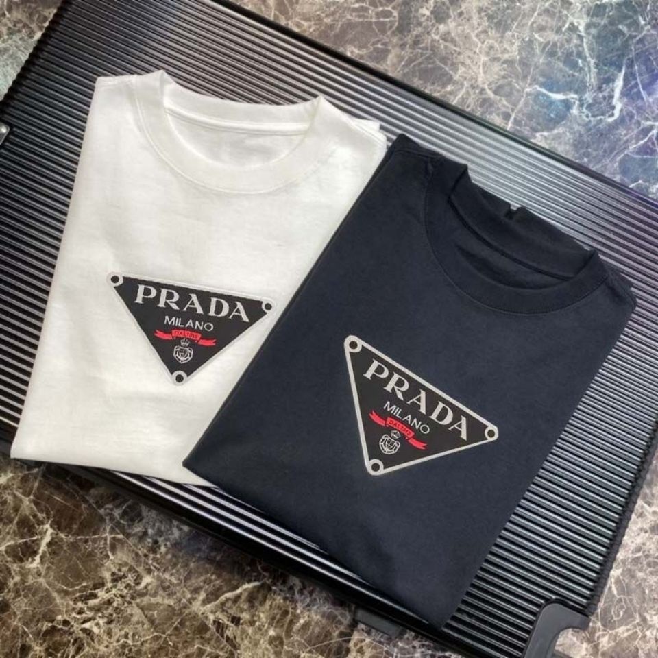Hàng Mới Về Áo Thun Cổ Tròn Ngắn Tay In Họa Tiết Thời Trang Prada/22ss