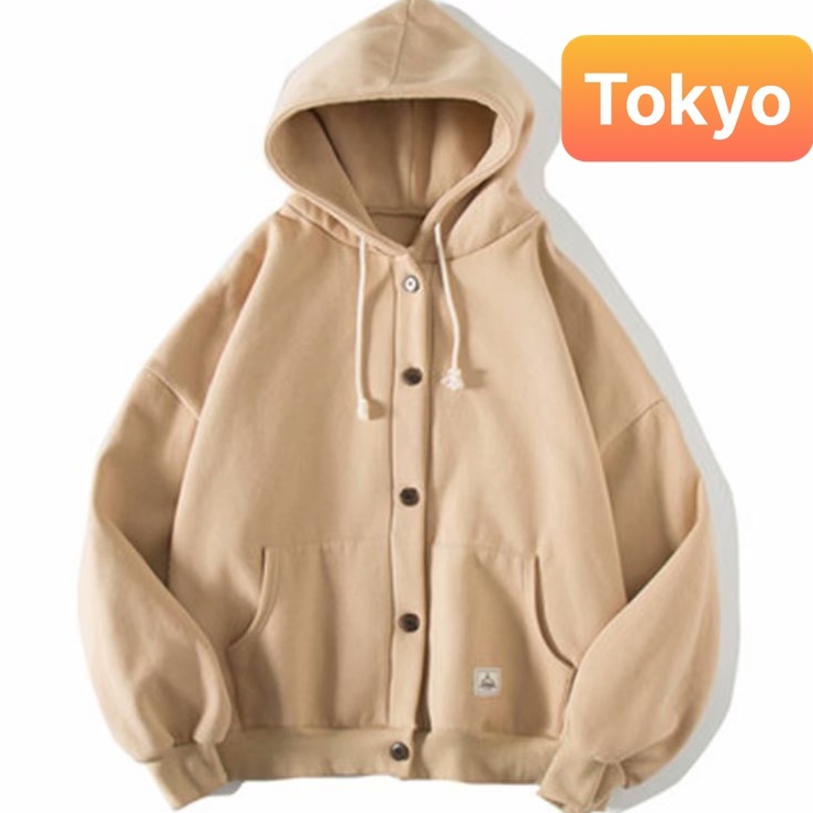 ÁO KHOÁC HOODIE CÓ CÚC NÚT TO LOGO ULZZANG NAM NỮ UNISEX CHẤT NỈ DÀY PHOM FROM RỘNG HÀN QUỐC SÀNH ĐIỆU - TOKYO FASHION