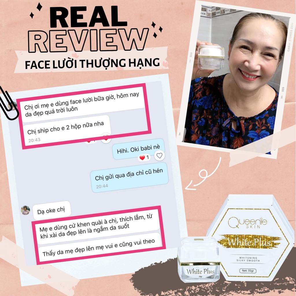 [Tặng 5 Mặt Nạ Trắng Da] Kem Face Lười Queenie Skin 35gr - Kem Face Lười Thượng Hạng White Plus Queenie Skin