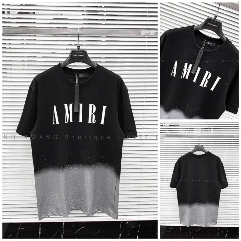Áo phông loang màu xám đen amiri tay lỡ unisex T