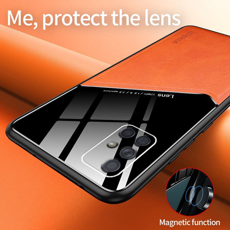 Ốp điện thoại PC + Da PU + silicon mềm từ tính gắn kính xe hơi thích hợp cho Samsung Galaxy A51 A71 4G 5G A71 A51