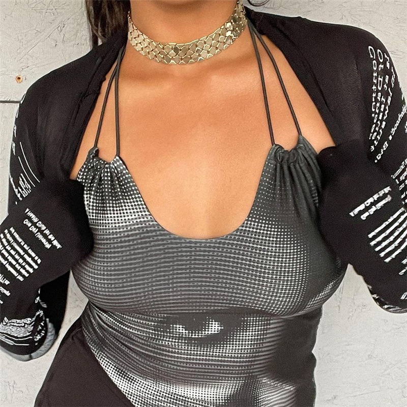 Áo tanktop nữ DUNEA tay dài in chữ thời trang