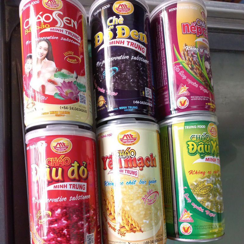 Cháo hộp Minh Trung, cháo sen, đậu đỏ, đậu xanh, nếp cẩm, yến mạch