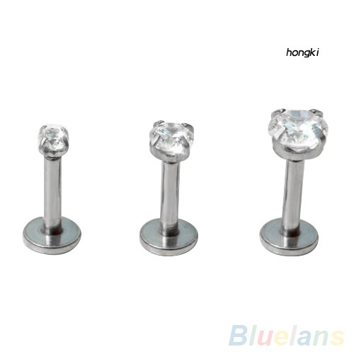 Set 2 khuyên tai xỏ môi/lưỡi đính đá zircon thời trang cá tính