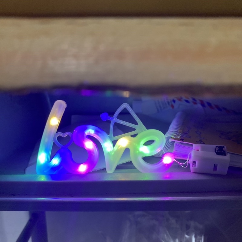 Đèn led tròn chữ I LOVE YOU trang trí hộp quà, trang trí hoa