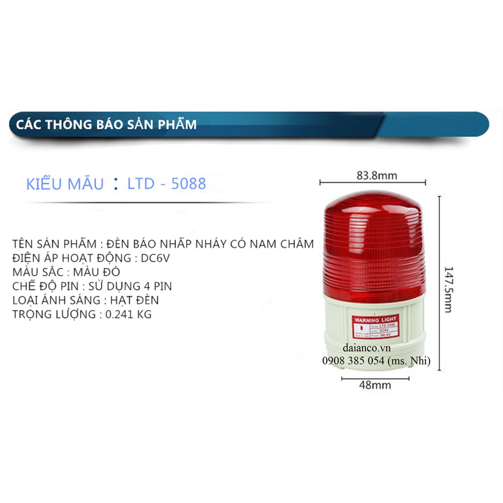 Đèn cảnh báo giao thông, cảnh báo công trình nam châm LTD-5088