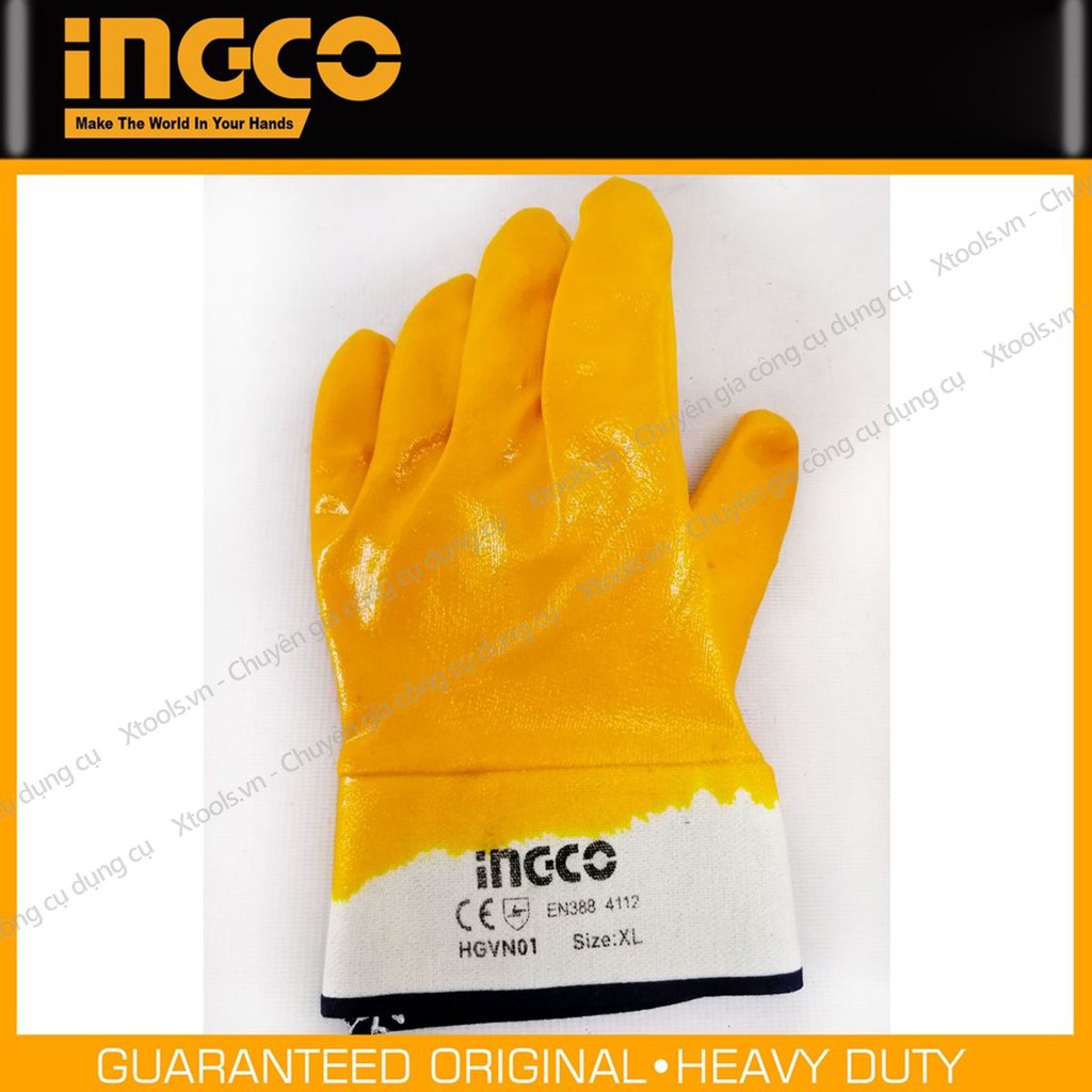 Găng tay chống dầu INGCO HGVN01 bao tay bảo hộ lao động phủ nitri chống trơn trượt dầu mỡ nhớt phun sơn cơ khí sửa chữa