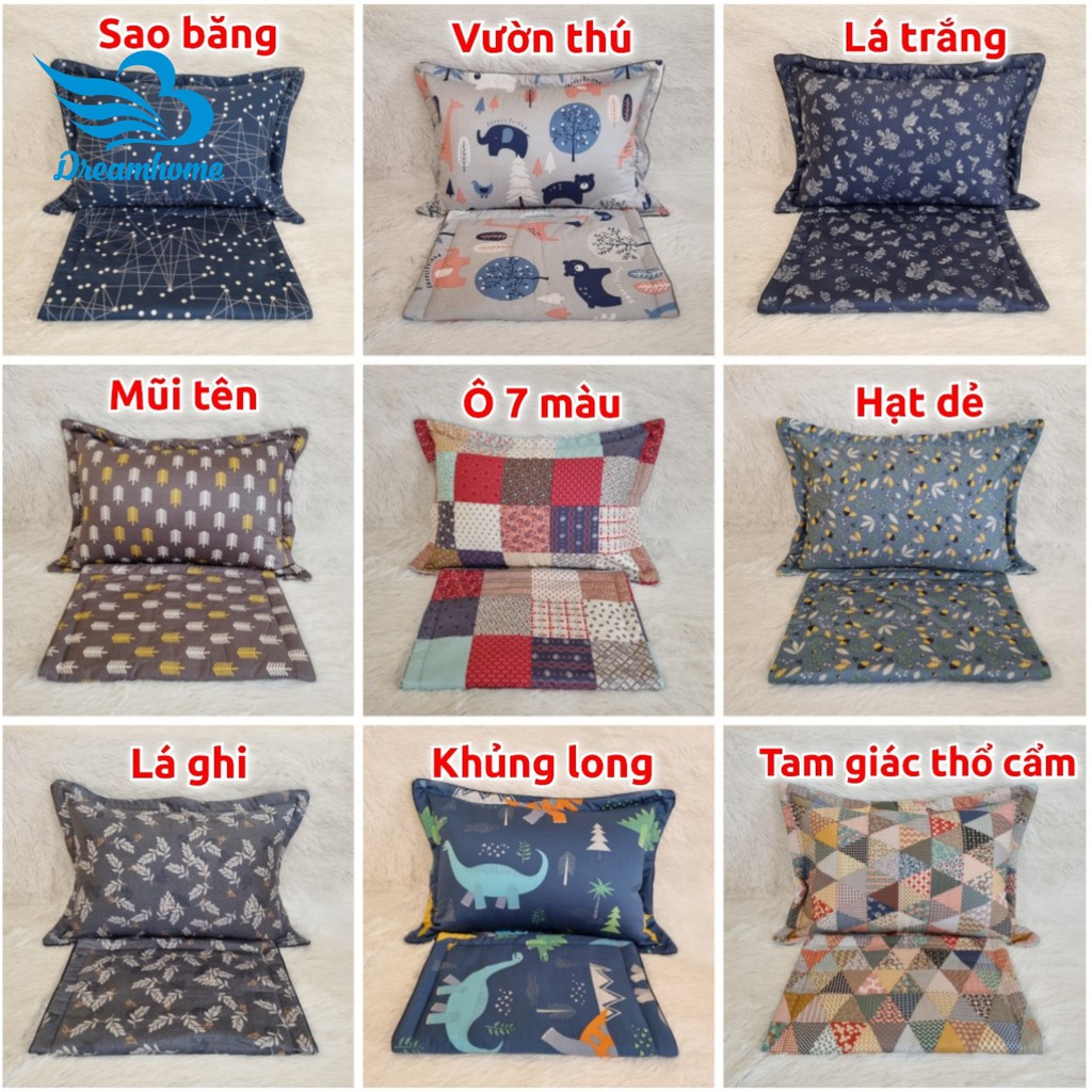 Vỏ gối cotton lụa Hàn quốc cao cấp 45x65 1 đôi, vỏ gối nằm cotton có lót bông dây khóa kéo Dreamhomebedding