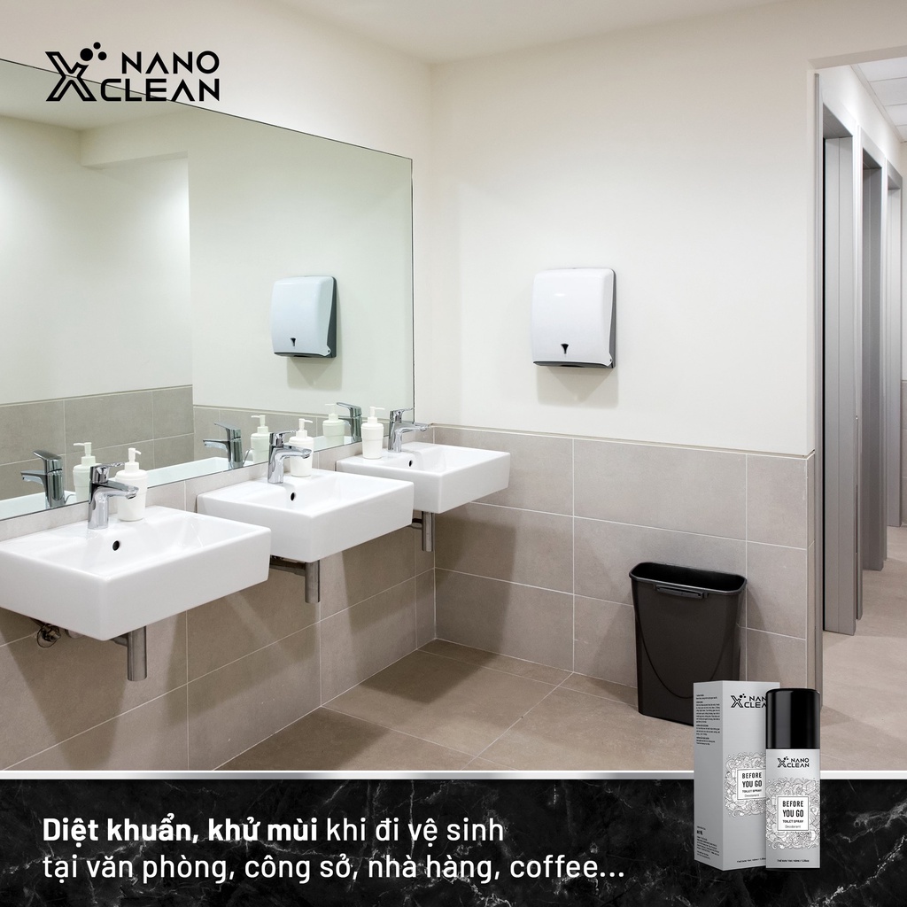 CHAI XỊT NANO BẠC DIỆT KHUẨN KHỬ MÙI VỆ SINH BỒN CẦU, TOILET NHÀ VỆ SINH -NANO XCLEAN TOILET SPRAY 40ML- AHT CORP