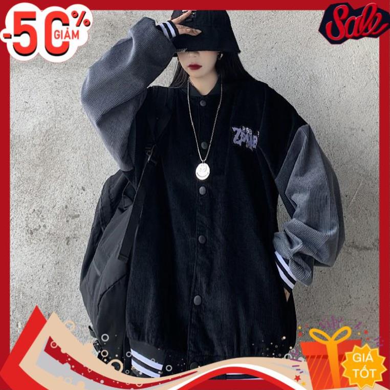 Áo bomber nữ form rộng, áo khoác nữ bomber bóng chày form rộng màu đen học sinh hàn quốc ulzzang TT