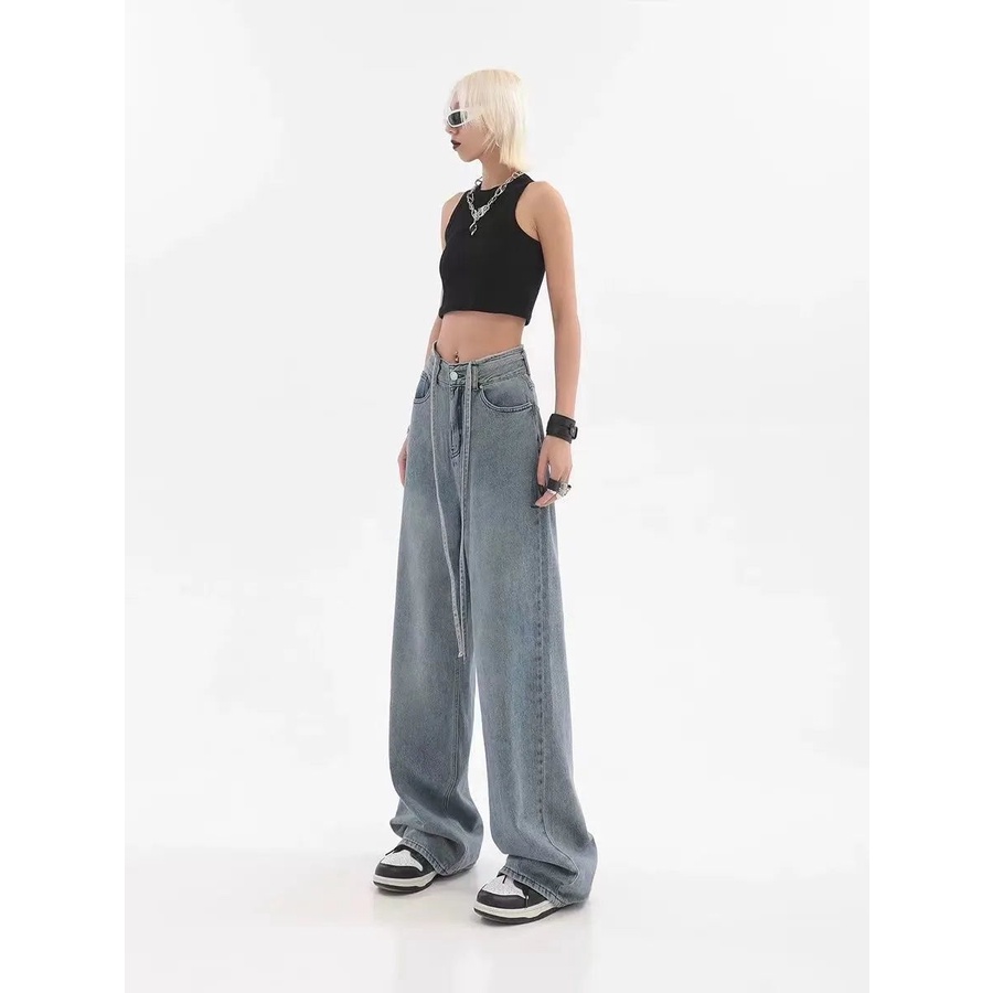 Quần Jeans Nữ Lưng Cao Ống Rộng Thời Trang Hàn Quốc Mới