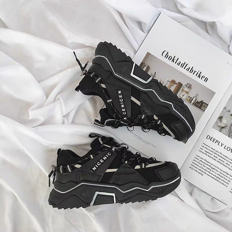 Giày thể thao nữ viền phản quang Ulzzang cao cấp màu sắc cá tính - Giày sneakers nữ form chuẩn