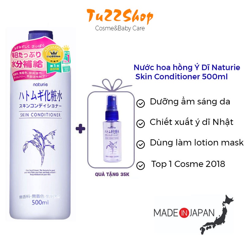 Toner Naturie ý dĩ 500ml lotion nước cân bằng da Naturie cấp ẩm dưỡng trắng Maneki