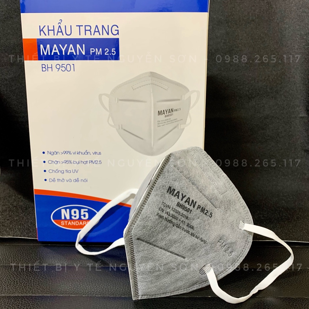 Khẩu trang Mayan cao cấp N95 9501 mẫu mới, thêm phiên bản than hoạt tính