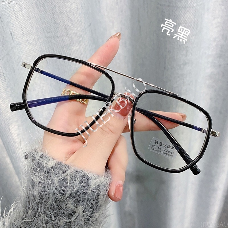 Mắt Kính Chống Bức Xạ Hình Đa Giác Gọng Kim Loại Phong Cách Vintage