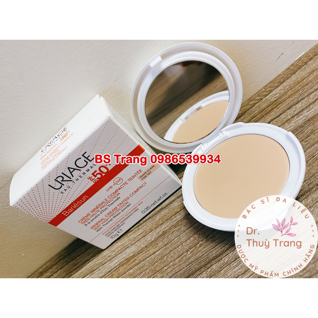 Kem phấn trang điểm chống nắng vật lý giàu khoáng, che phủ cao, bảo vệ da URIAGE BARIESUN SPF50+ COMPACT CLAIR 10GR