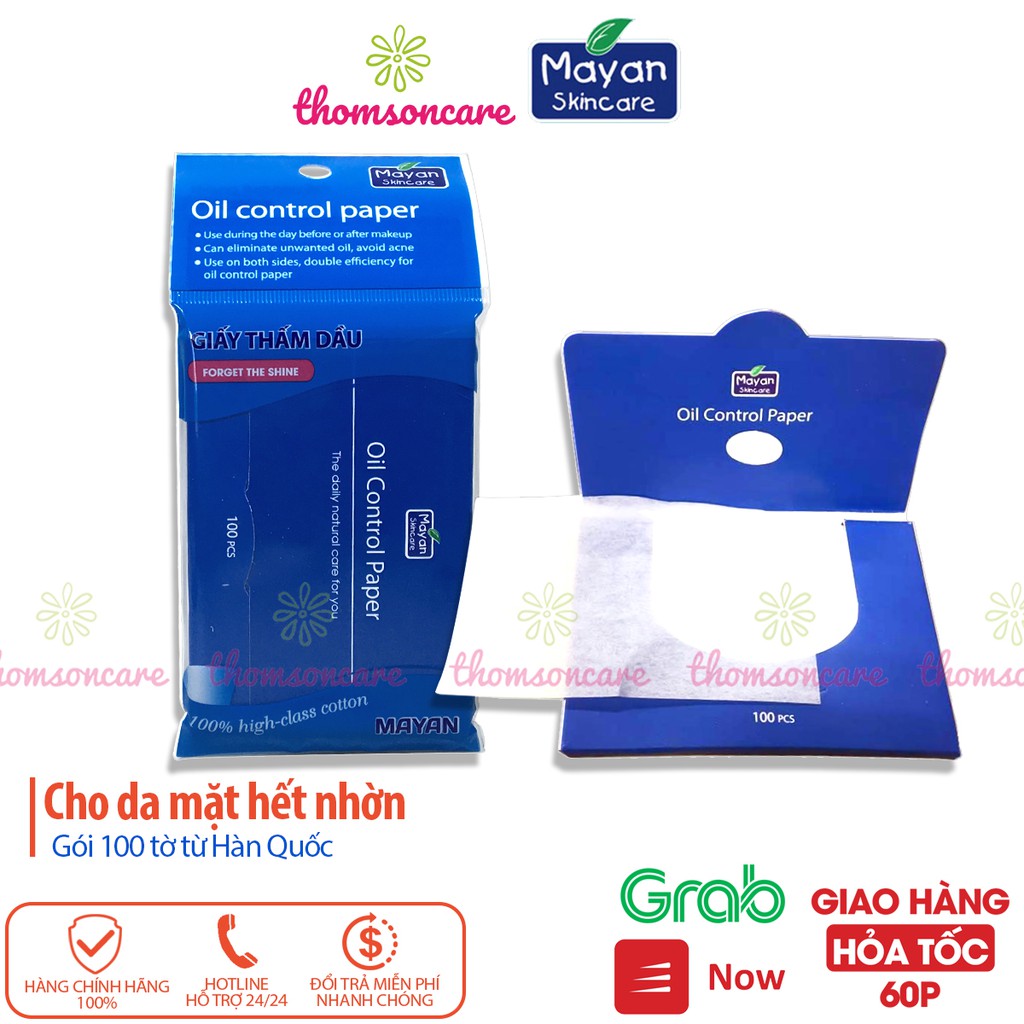 Giấy Thấm Dầu Mayan Oil Control gói 100 tờ kiểm soát nhờn, ngừa mụn từ Hàn Quốc