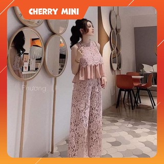 [Ảnh thật] Set Bộ Quần Áo Nữ Ren Cao Cấp Màu Hồng Tiểu Thư - S1812 Cherry