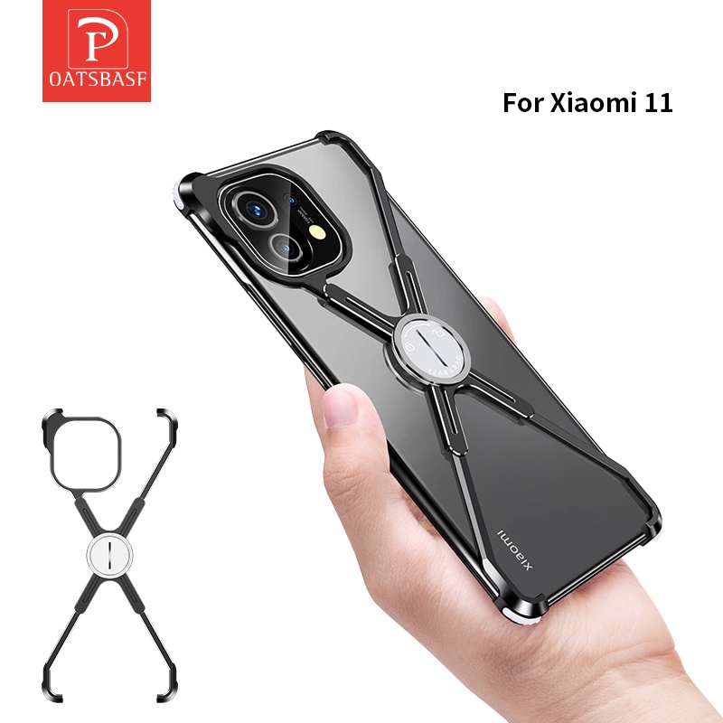 Ốp Điện Thoại Bằng Nhôm Chống Sốc Có Vòng Đỡ Nam Châm Xoay 360 Độ Cho Xiaomi 11