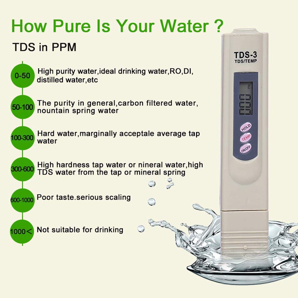 Bút Kiểm Tra Chất Lượng Nước Kỹ Thuật Số TDS PPM TDS Màn Hình LCD Cho Bể Cá