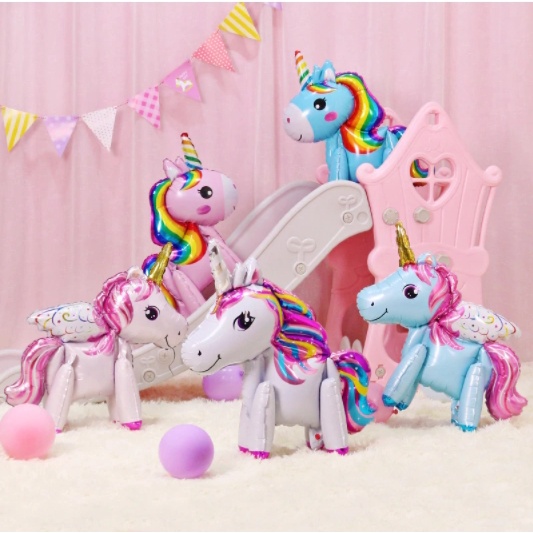 Bong bóng Pony 4D ( kỳ lân) dễ thương trang trí sinh nhật, đồ chơi cho bé