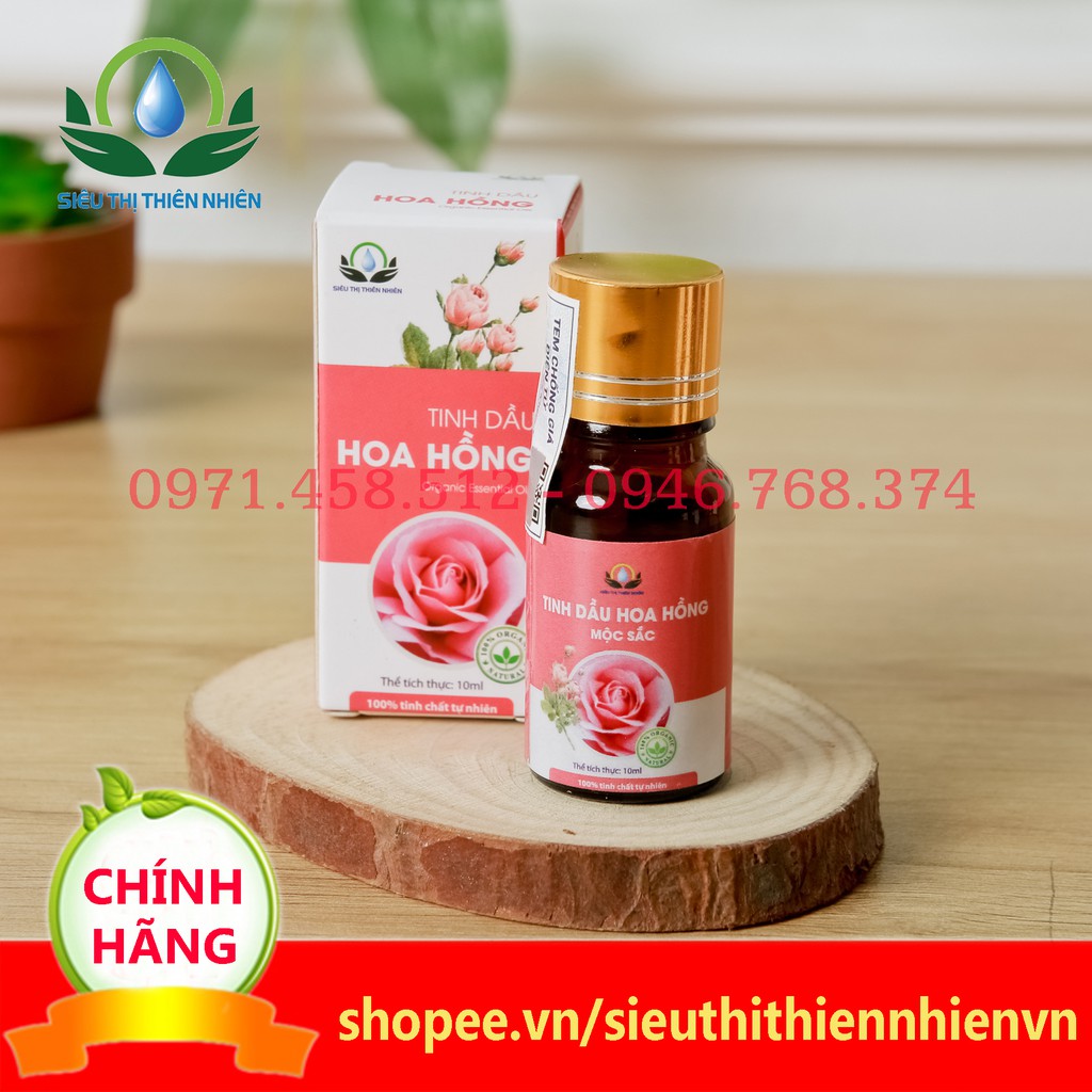 Tinh dầu hoa hồng Mộc Sắc lọ 10ml, tinh dầu dưỡng da cao cấp của siêu thị thiên nhiên