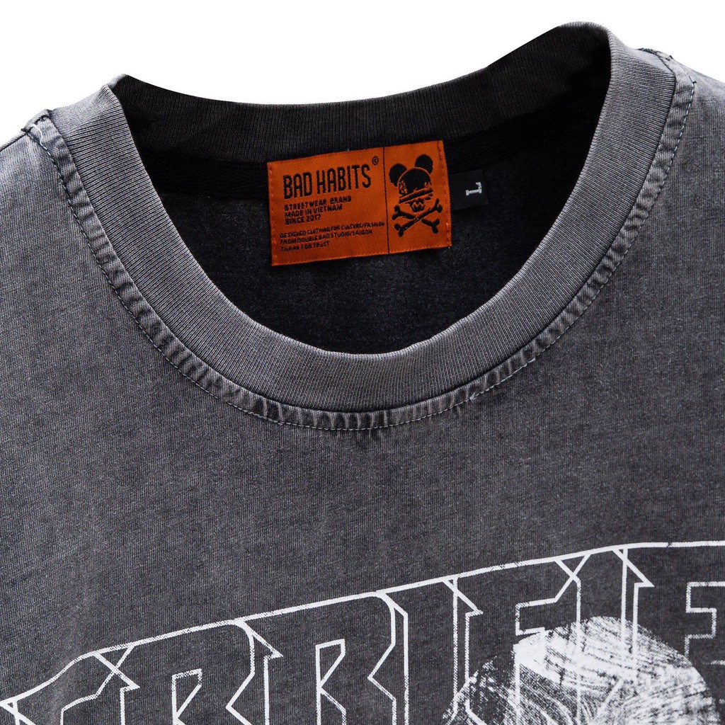 Áo Thun Unisex Bad Habits Terrified Washed 100% Cotton - Local Brand Chính Hãng | BigBuy360 - bigbuy360.vn