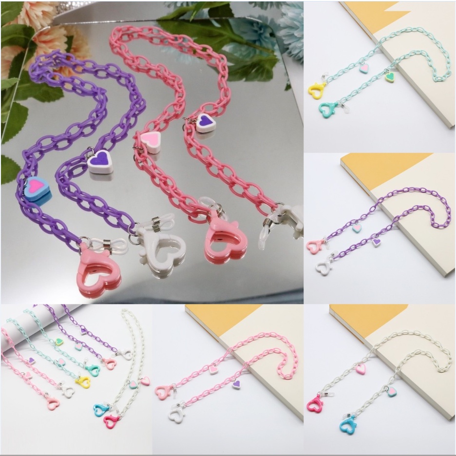 Dây đeo khẩu trang chống thất lạc màu sắc thời trang cho nữ Dây Đeo Mắt Kính Chống Trượt Bằng acrylic Hình Trái Tim Phong Cách Hàn Quốc Thời Trang Cho Bé Gái Dây Đeo Khẩu Trang Hình Mặt Nạ Màu Sắc Độc Đáo