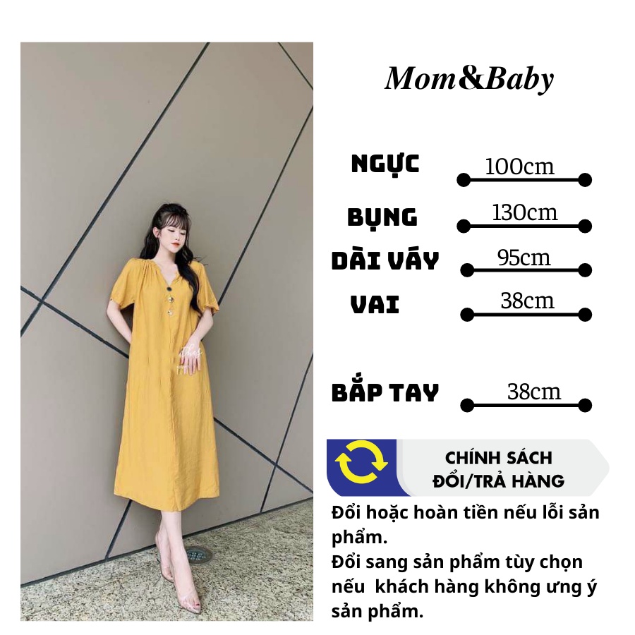 Váy bầu thời trang thiết kế M310 chất đũi hàn freesize từ 45 đến 70kg