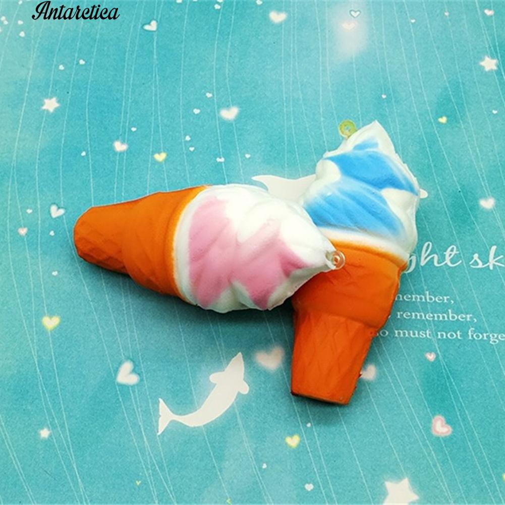 Đồ Chơi Squishy Hình Kem Ốc Quế 10Cm Có Móc Treo Cho Bé