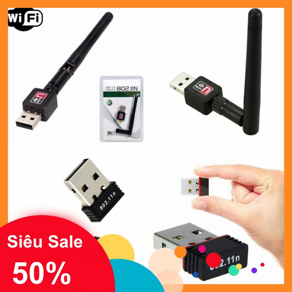 [5🌟][FREESHIP-150K] USB THU SÓNG WIFI 802.11 CHUẨN N - CÓ ANTEN, NHỎ GỌN [SALE]