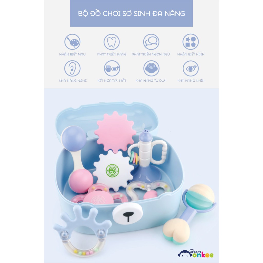 Set đồ chơi cho trẻ sơ sinh GORYEO HÀN QUỐC - 7 món - xúc xắc gặm nứa