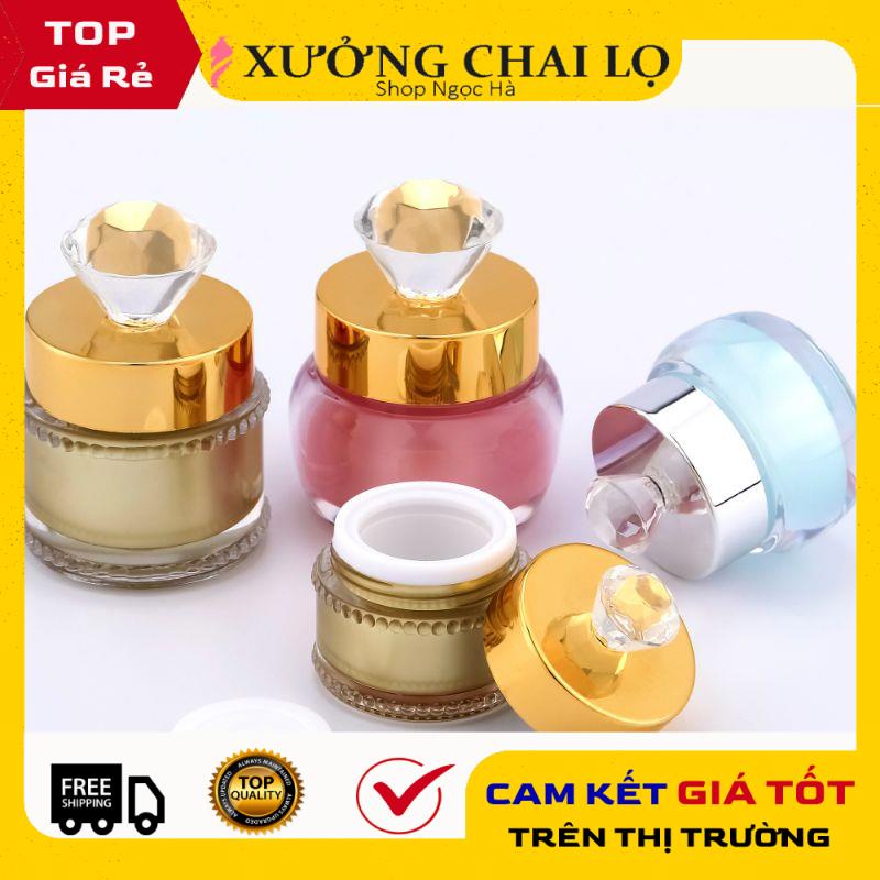 Hũ Chiết Mỹ Phẩm ❤ GIÁ RẺ NHẤT ❤ Hủ Đựng Kem Face Cao Cấp Hột Xoàn 5g,15g vàng, bạc , phụ kiện du lịch