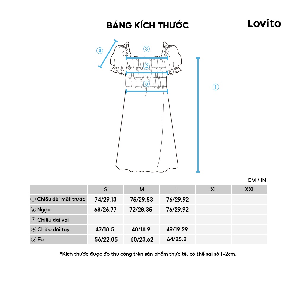  Đầm Lovito trễ vai màu trơn phối viền xếp nếp phong cách thường ngày L07081 (Màu đen) | BigBuy360 - bigbuy360.vn