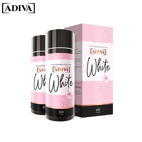 Combo 02 hộp White Adiva viên nang (60 viên/hộp) - Dưỡng chất uống làm sáng da và chống nắng