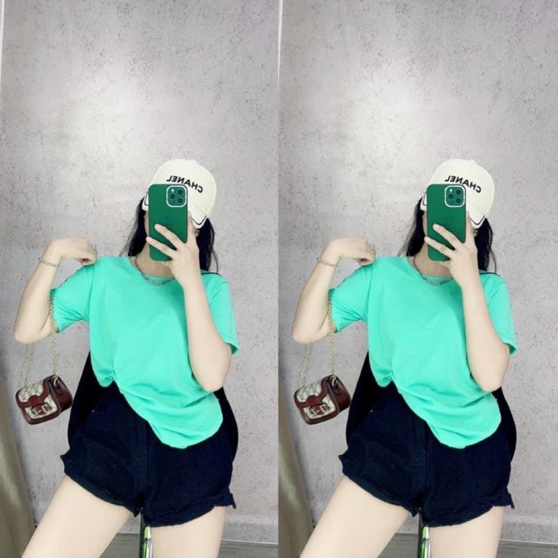 Áo thun giấy màu trơn fom rộng