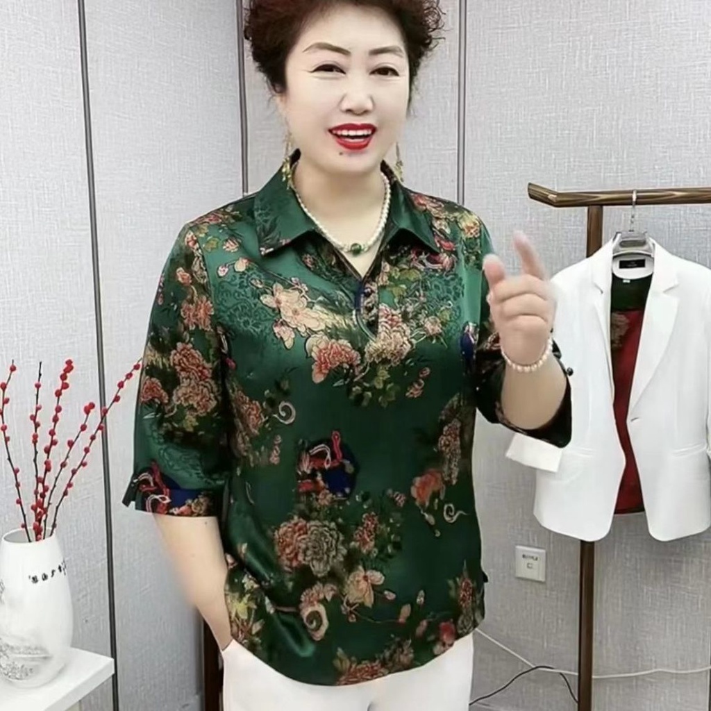 Sườn Xám Cách Tân Dáng Rộng Thời Trang Mùa Hè Cho Phụ Nữ Trung Niên