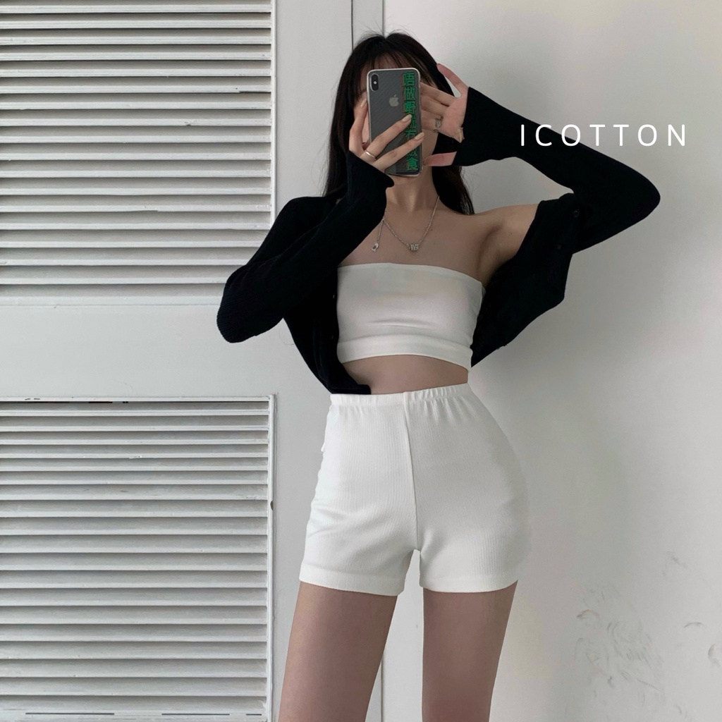 Quần legging đùi nữ ICOTTON quần đùi nữ ôm bó, chất liệu gân tăm co giãn tốt