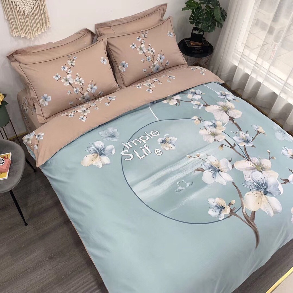 Bộ Drap Giường Cao Cấp 100% cotton kèm ruột (chọn mẫu) phủ freesize hoặc bo chun 1Mx2M,1M2x2M,1M4x2M,1M6x2M,1M8x2M