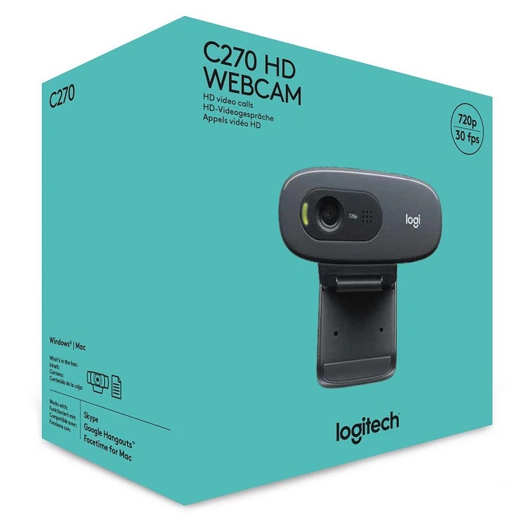 Webcam Logitech C270 720p HD - Góc cam 55o, mic giảm ồn, tự chỉnh sáng, chụp ảnh 3MB
