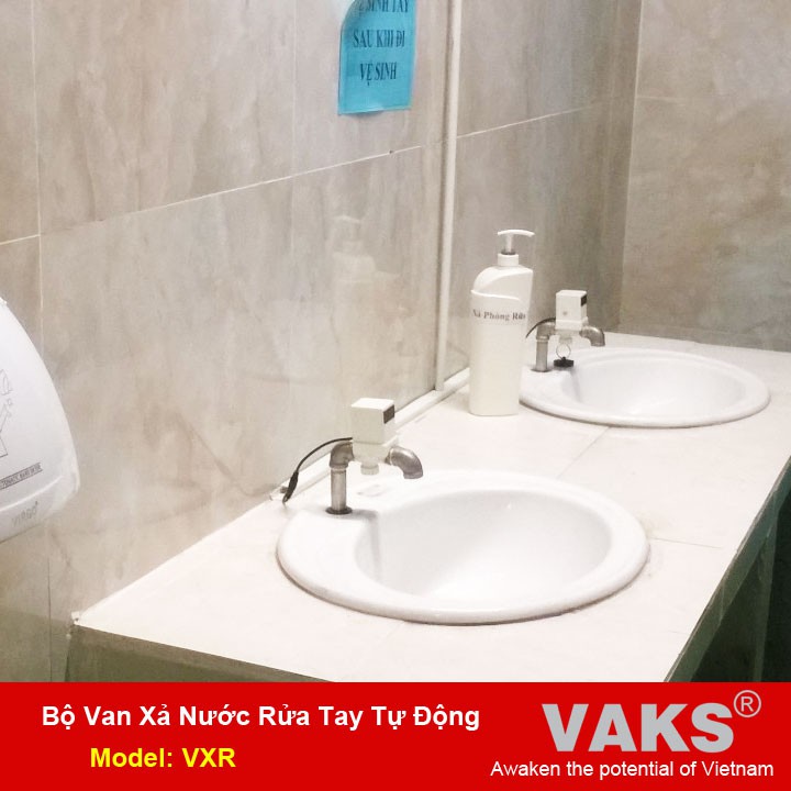 Bộ cảm ứng xả nước tự động VAKS- dùng làm vòi rửa tay - Model: VXR + kèm nguồn 12V,1A - SX tại Việt Nam