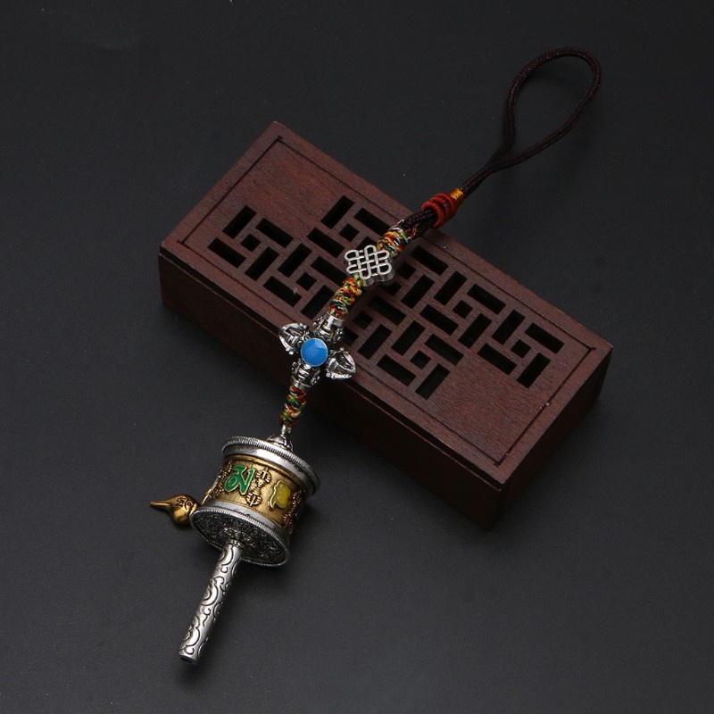 Móc khóa gắn bánh xe kinh luân Phật Giáo Tây Tạng