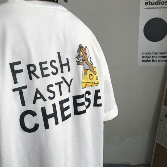 Áo thun tay lỡ Unisex cheese chuột &amp; phô mai