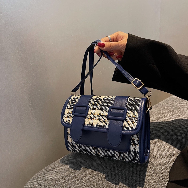 Túi đeo vai họa tiết kẻ lưới đơn giản thời trang cho nữ