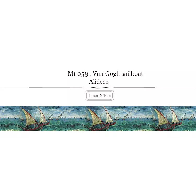 (Chiết theo chu kỳ) Băng dính washi tape hoạ tiết Van Gogh Sailboat